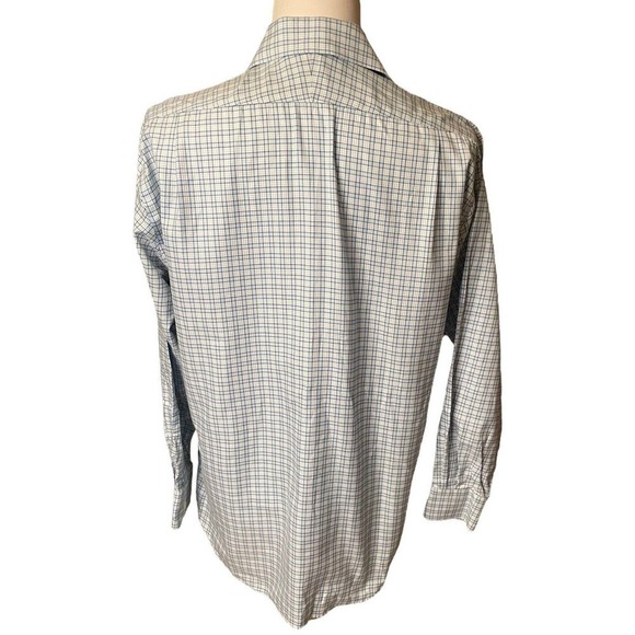 Peter Millar Nanoluxe Easycare Blue/White Plaid Button Up Shirt Men’s 16.5 Long - Picture 4 of 7